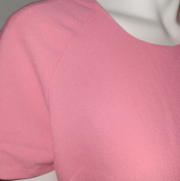 PINK SHEATH SHORT SLEEVE COCKTAIL DRESS - Picture 2 of 4